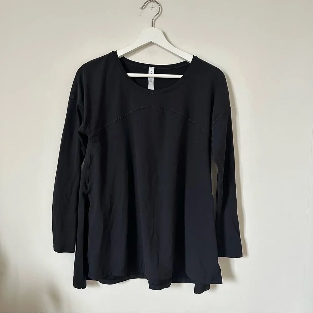 Lululemon Hit Unwind Long Sleeve Top Black Rulu Relaxed Fit Size 4